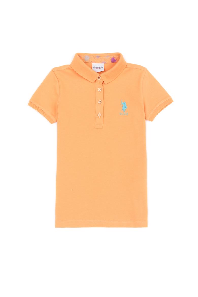 Kız Çocuk Turuncu Basic Polo Yaka Tişört