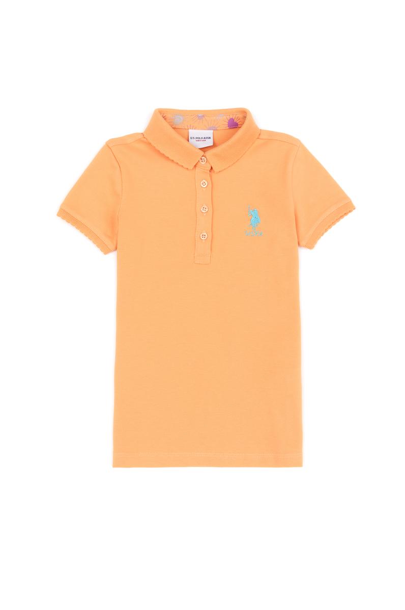 Kız Çocuk Turuncu Basic Polo Yaka Tişört