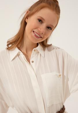 Kadın Beyaz Uzun Kollu Gömlek - 50250527012