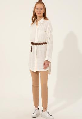 Kadın Beyaz Uzun Kollu Gömlek - 50250527012