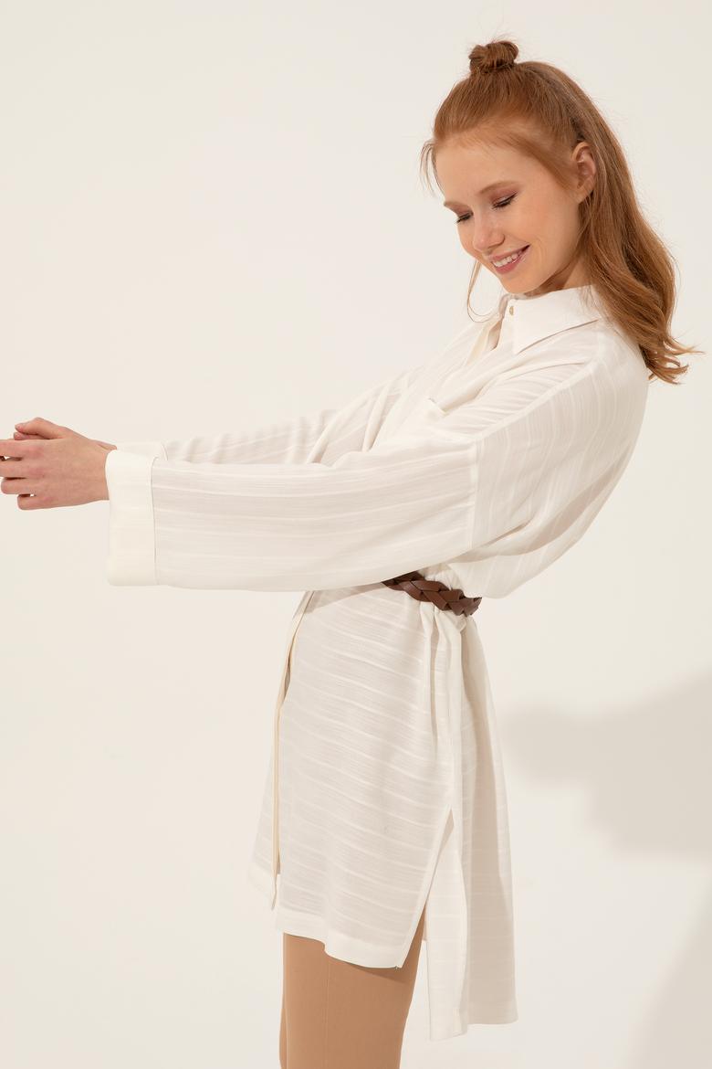 Kadın Beyaz Uzun Kollu Gömlek - 50250527012