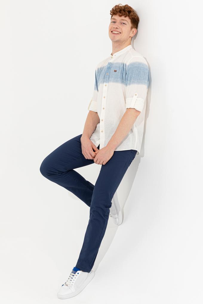 Erkek Mavi Uzun Kollu Gömlek