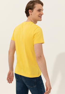 Erkek Açık Sarı Bisiklet Yaka Tişört - 50246127039