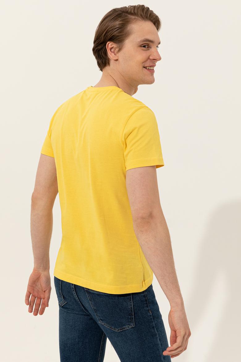 Erkek Açık Sarı Bisiklet Yaka Tişört - 50246127039