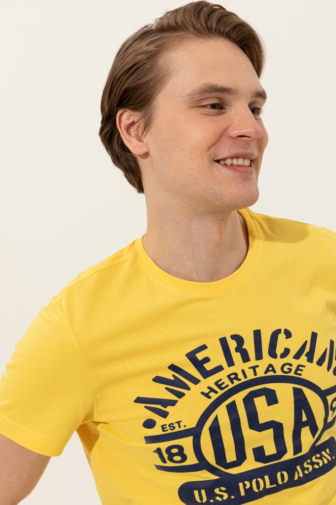 Erkek Açık Sarı Bisiklet Yaka Tişört