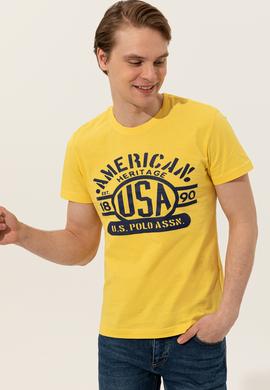 Erkek Açık Sarı Bisiklet Yaka Tişört - 50246127039