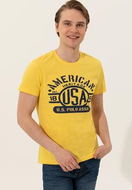 Erkek Açık Sarı Bisiklet Yaka Tişört - 50246127039