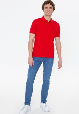 Erkek Kırmızı Basic Polo Yaka Tişört - 50249149396