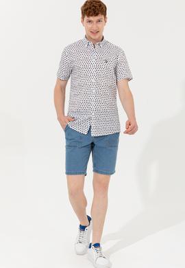 Erkek Hak Desenli Kısa Kollu Gömlek - 50253966004
