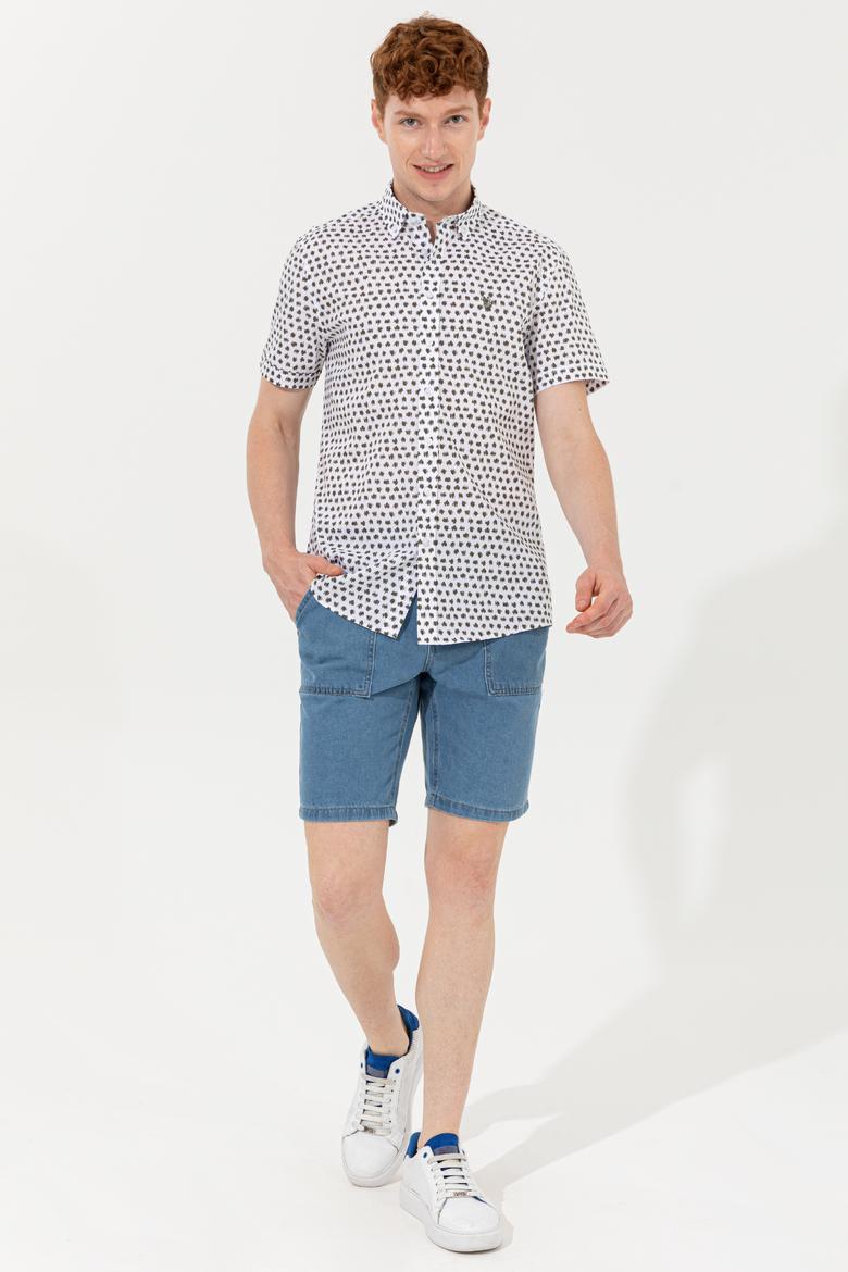 Erkek Hak Desenli Kısa Kollu Gömlek - 50253966004