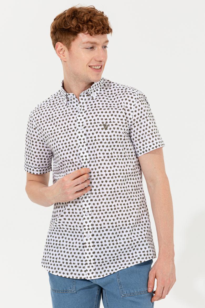Erkek Hak Desenli Kısa Kollu Gömlek - 50253966004