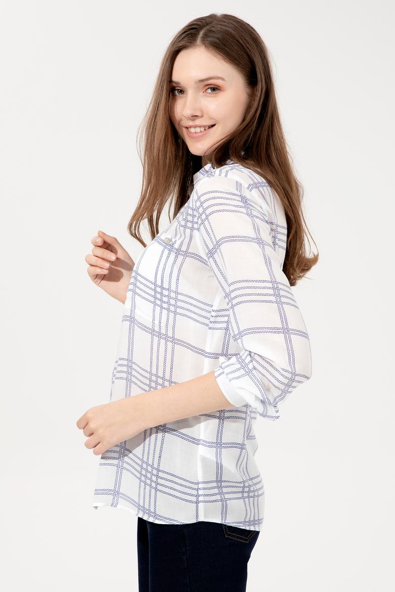 Kadın Mavi Uzun Kollu Gömlek - 50246886012