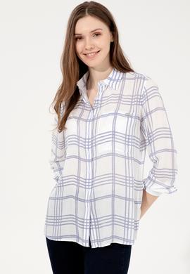 Kadın Mavi Uzun Kollu Gömlek - 50246886012