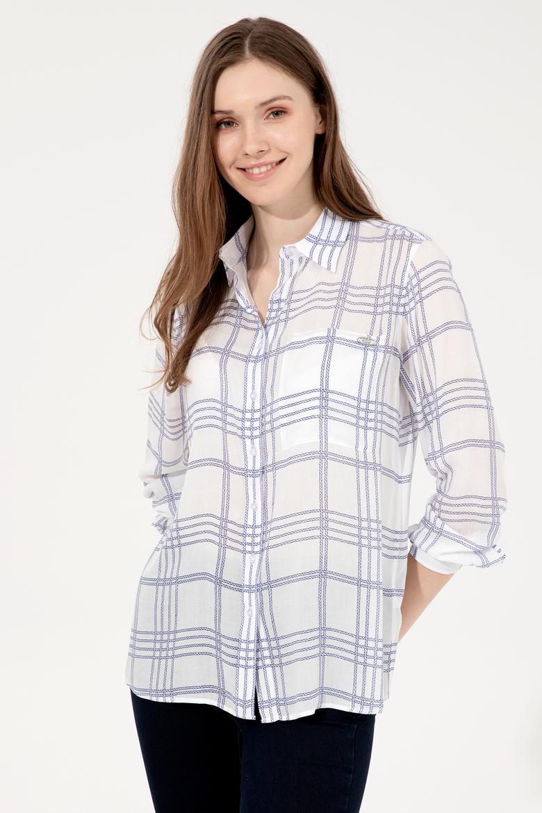 Kadın Mavi Uzun Kollu Gömlek - 50246886012