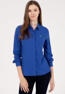 Kadın Mavi Uzun Kollu Basic Gömlek - 50254550020