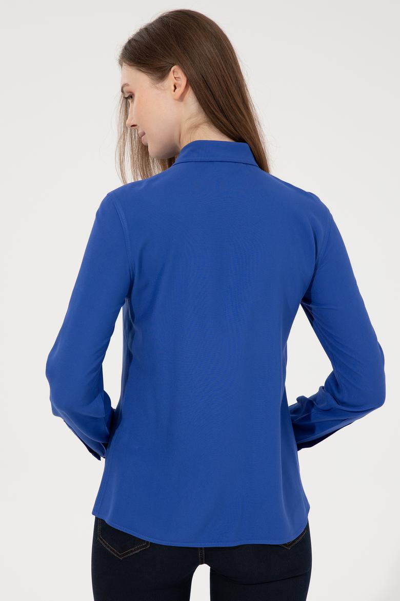 Kadın Mavi Uzun Kollu Basic Gömlek - 50254550020