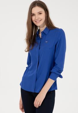 Kadın Mavi Uzun Kollu Basic Gömlek - 50254550020