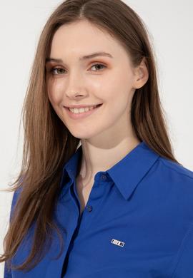 Kadın Mavi Uzun Kollu Basic Gömlek - 50254550020