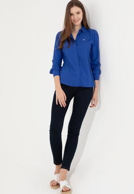 Kadın Mavi Uzun Kollu Basic Gömlek - 50254550020