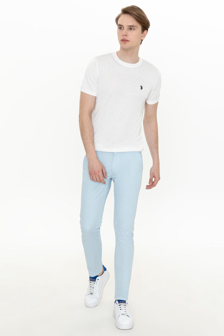 Erkek Slim Fit Açık Mavi Kanvas Pantolon