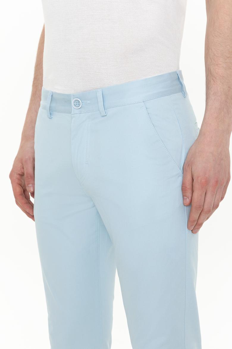 Erkek Slim Fit Açık Mavi Kanvas Pantolon - 50246122010