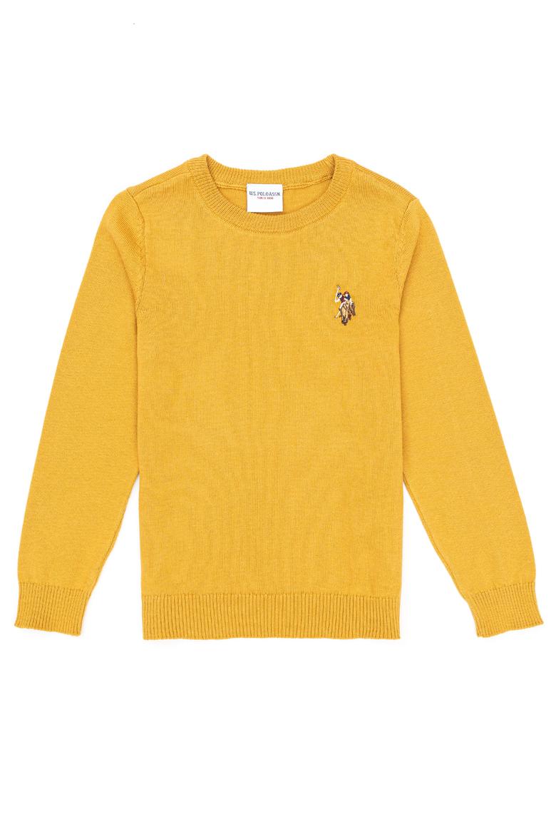 Erkek Çocuk Hardal Bisiklet Yaka Triko Kazak