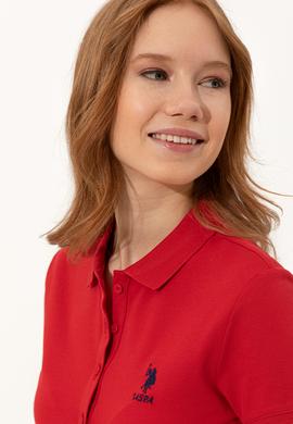Kadın Kırmızı Basic Polo Yaka Tişört - 50246326036