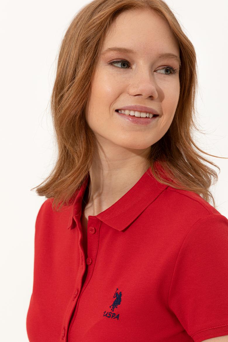 Kadın Kırmızı Basic Polo Yaka Tişört - 50246326036