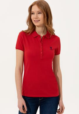 Kadın Kırmızı Basic Polo Yaka Tişört - 50246326036