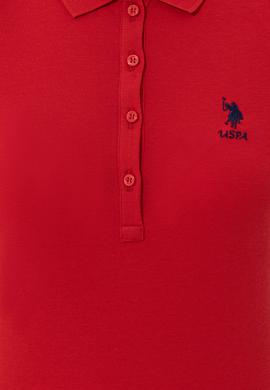 Kadın Kırmızı Basic Polo Yaka Tişört - 50246326036