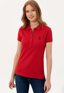 Kadın Kırmızı Basic Polo Yaka Tişört - 50246326036