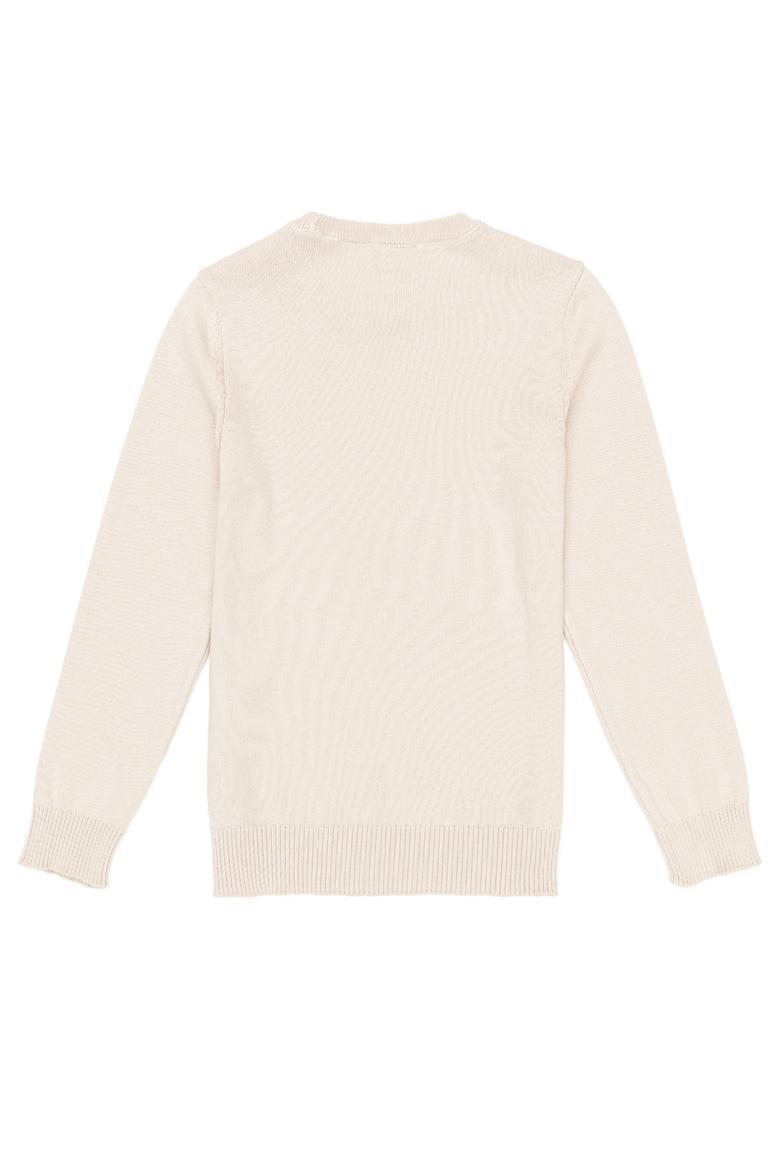 Kız Çocuk Krem Basic Bisiklet Yaka Kazak - 50252446020