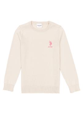 Kız Çocuk Krem Basic Bisiklet Yaka Kazak - 50252446020