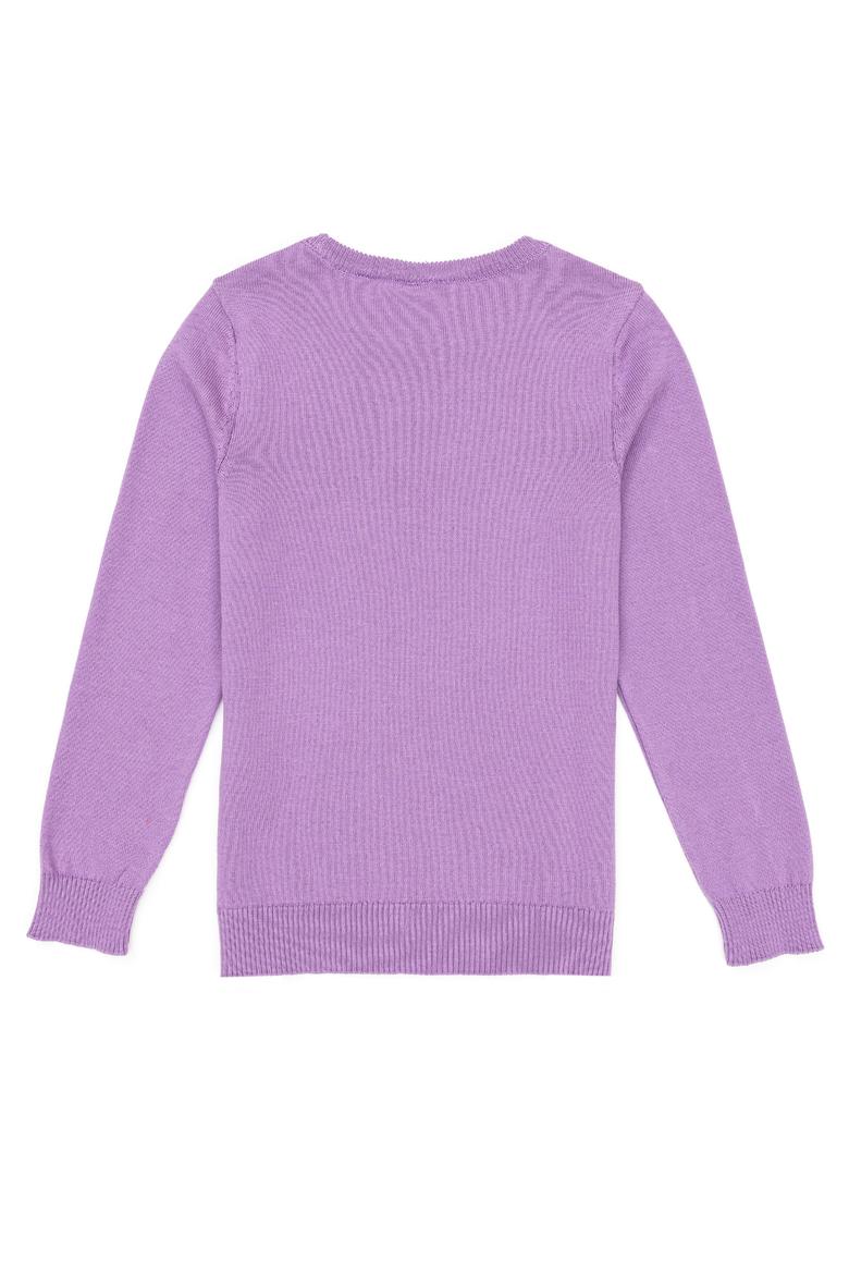 Kız Çocuk Lila Basic Bisiklet Yaka Kazak - 50252446040