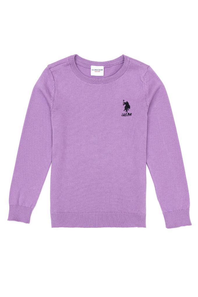 Kız Çocuk Lila Basic Bisiklet Yaka Kazak