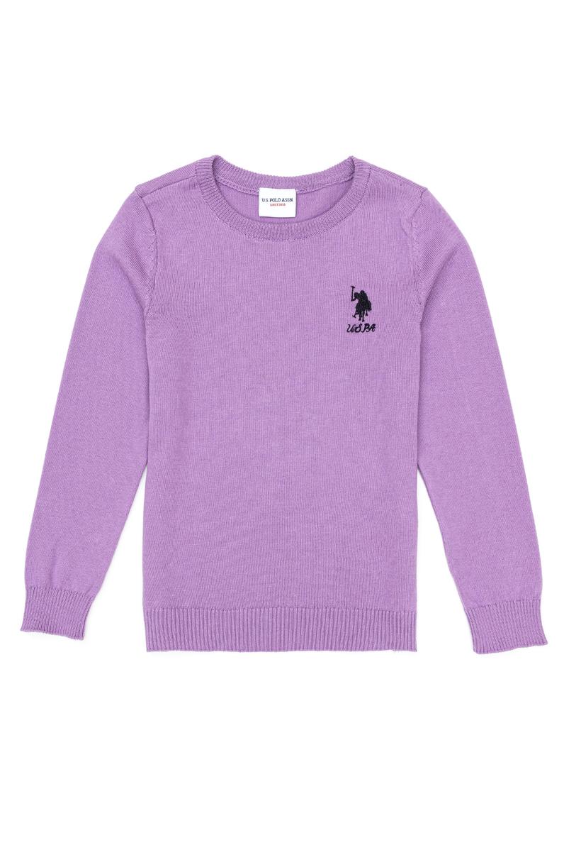 Kız Çocuk Lila Basic Bisiklet Yaka Kazak