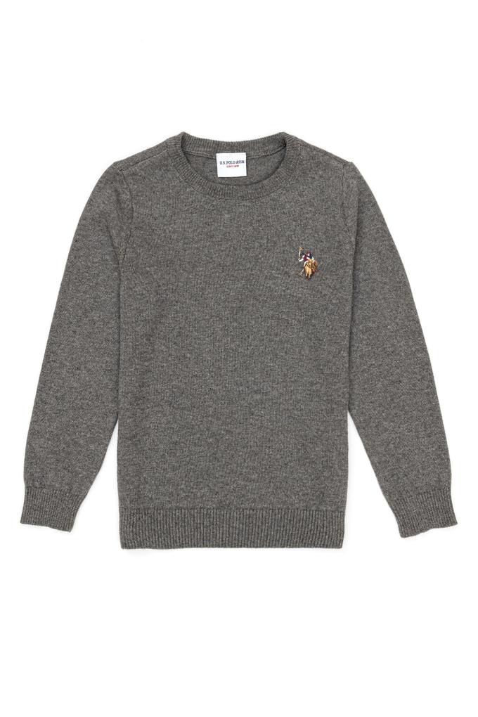 Erkek Çocuk Gri Melanj Bisiklet Yaka Triko Kazak