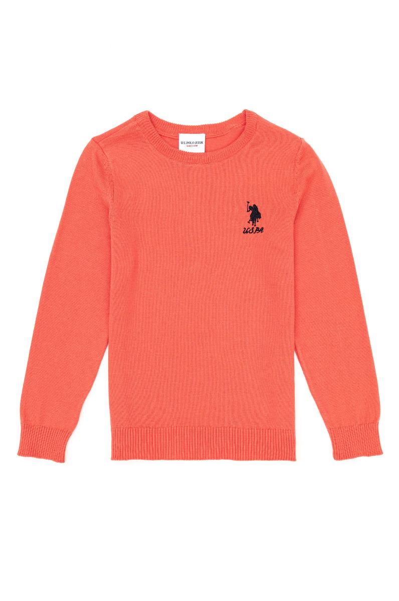 Kız Çocuk Nar Çiçeği Bisiklet Yaka Basic Kazak