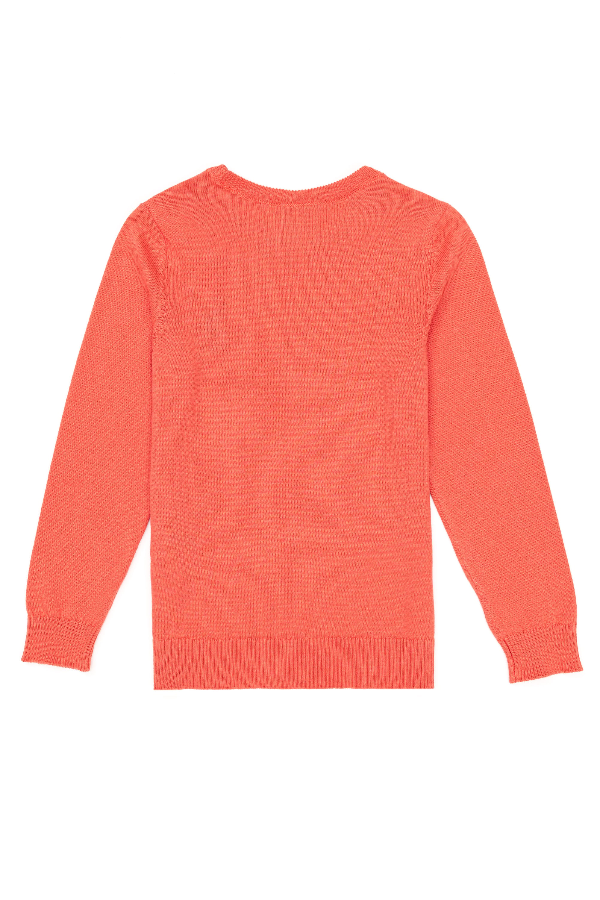 Kız Çocuk Nar Çiçeği Bisiklet Yaka Basic Kazak - Image 2