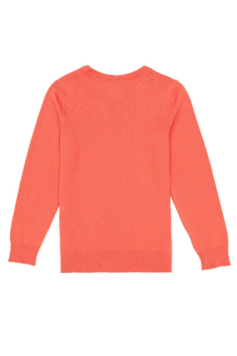 Kız Çocuk Nar Çiçeği Bisiklet Yaka Basic Kazak