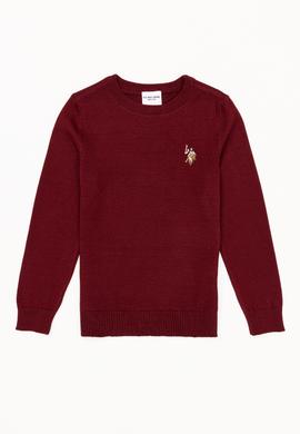 Erkek Çocuk Bordo Bisiklet Yaka Triko Kazak - 50255804003