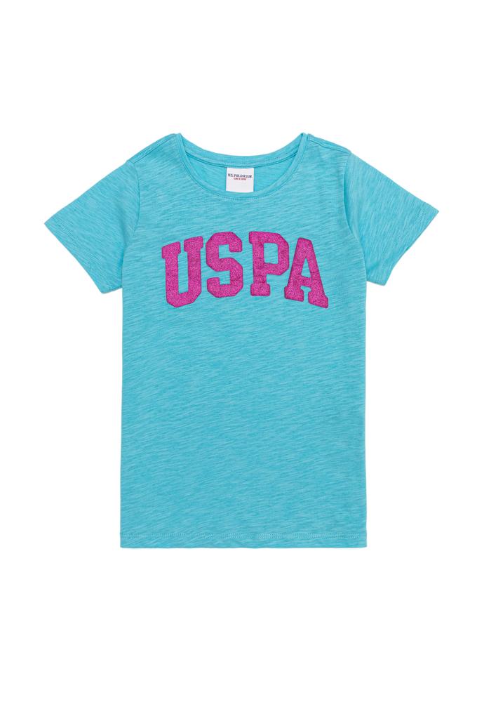 Kız Çocuk Turkuaz Basic Bisiklet Yaka Tişört