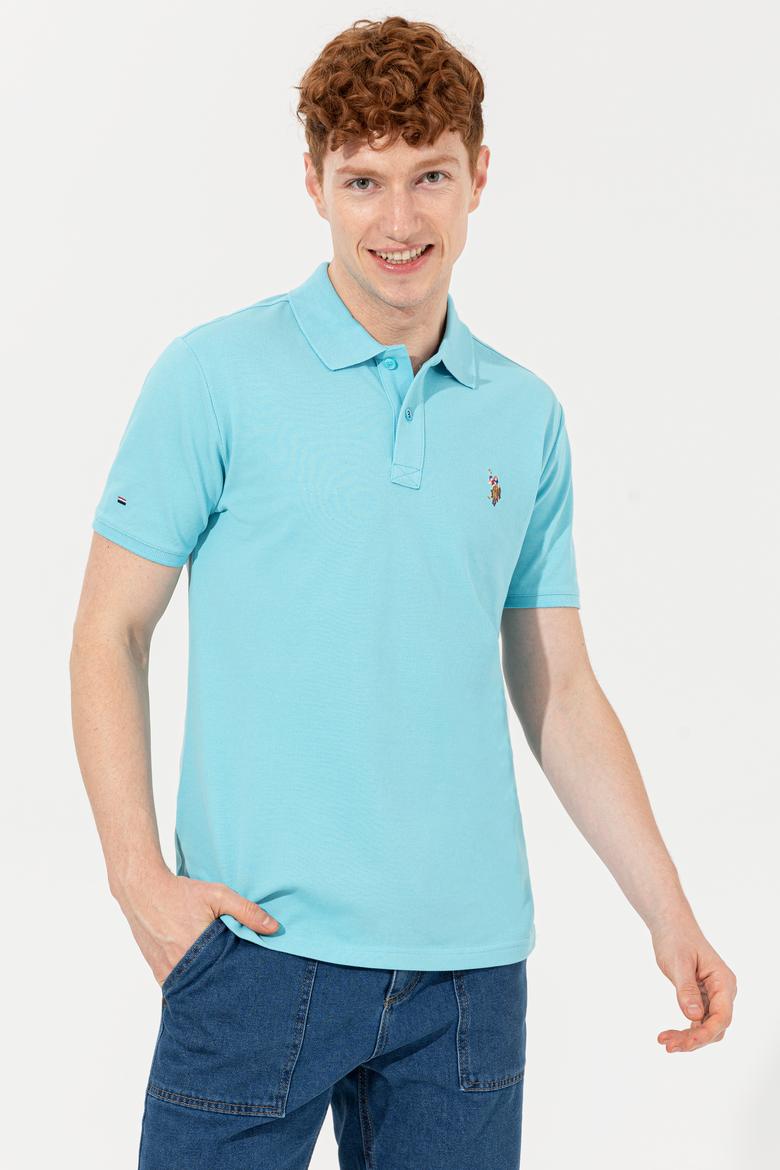 Erkek Turkuaz Polo Yaka Basic T-Shirt - 50248556110