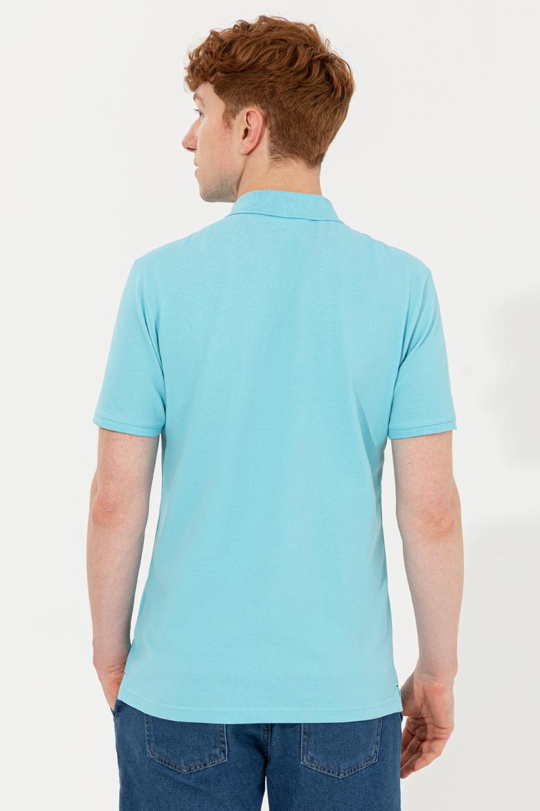 Erkek Turkuaz Polo Yaka Basic T-Shirt - 50248556110