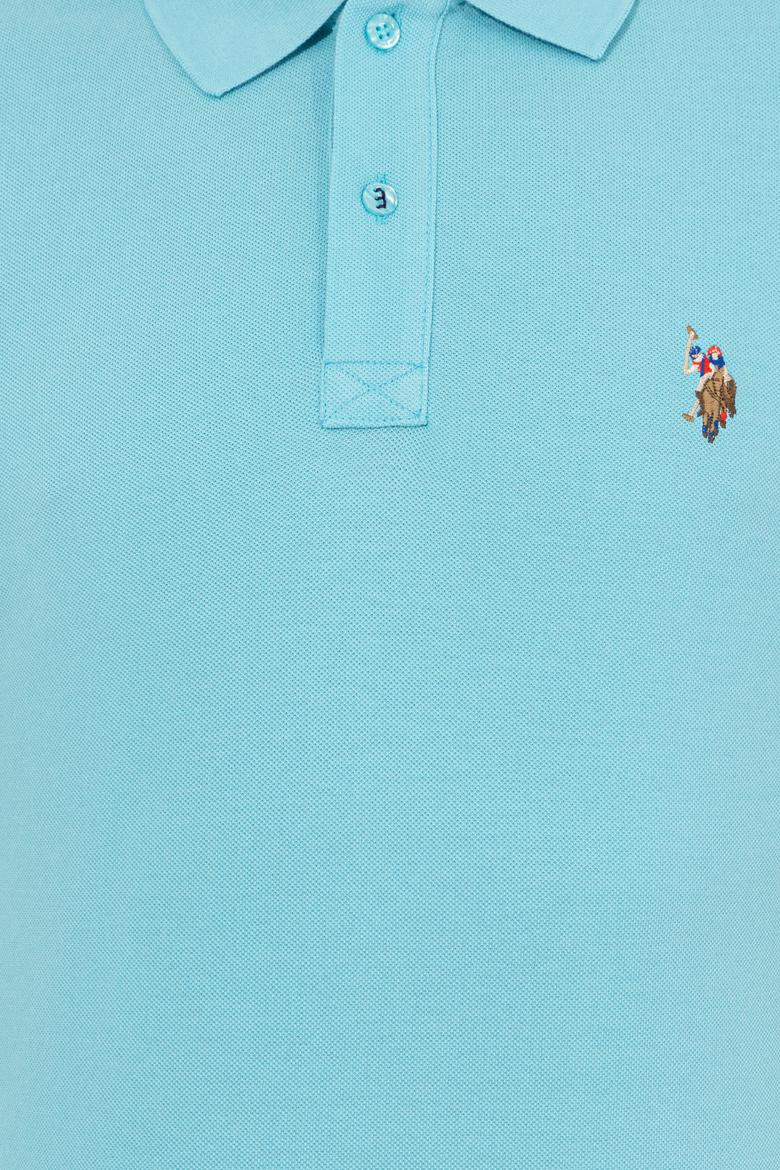 Erkek Turkuaz Polo Yaka Basic T-Shirt - 50248556110