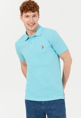 Erkek Turkuaz Polo Yaka Basic T-Shirt - 50248556110