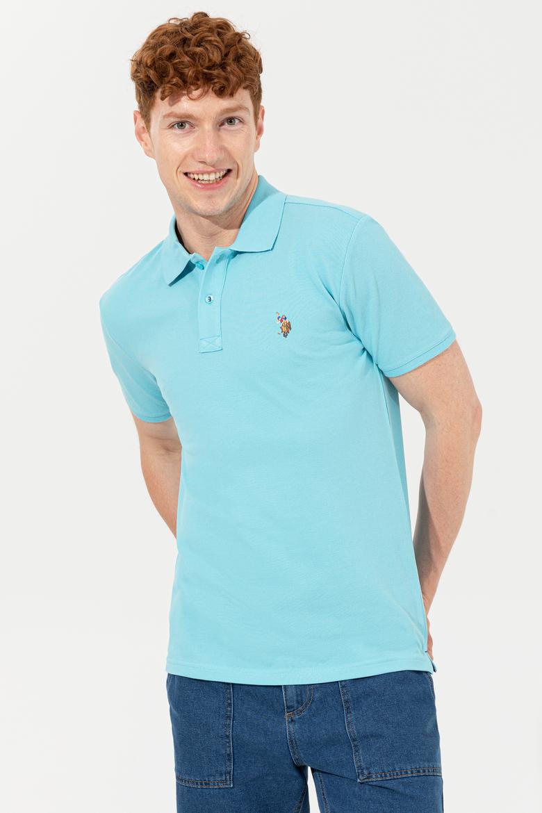Erkek Turkuaz Polo Yaka Basic T-Shirt - 50248556110