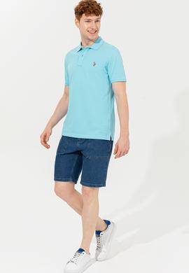 Erkek Turkuaz Polo Yaka Basic T-Shirt - 50248556110