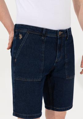 Erkek Koyu Mavi Jean Şort - 50254439001