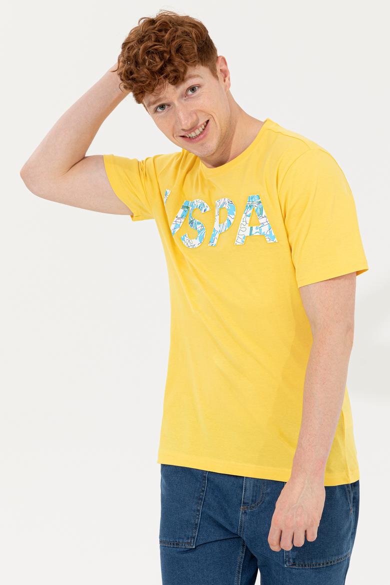 Erkek Açık Sarı Bisiklet Yaka Tişört - 50248598145